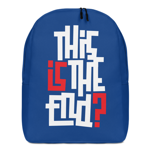 IS/THIS IS THE END? Navy Blue Reverse Minimalist Backpack