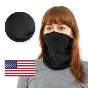 Black / Smooth White USA Face Defender Neck Gaiters (Buy More, Save More!) Masks by Design Express