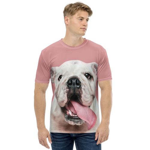 Cute White Bulldog All-Over Print Men's Crew Neck T-Shirt