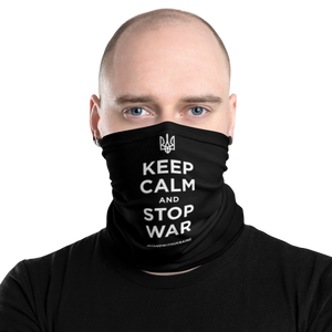 Default Title Keep Calm and Stop War (Support Ukraine) White Print Face Mask & Neck Gaiter by Design Express