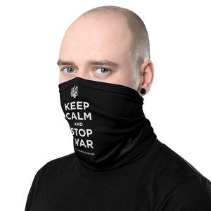 Keep Calm and Stop War (Support Ukraine) White Print Face Mask & Neck Gaiter by Design Express