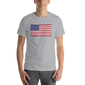 Silver / S United States Flag "Solo" Short-Sleeve Unisex T-Shirt by Design Express