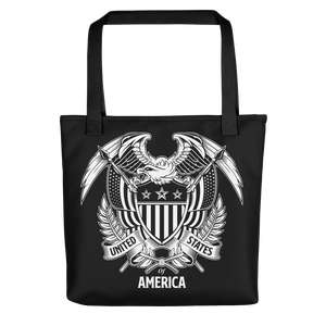 Black United States Of America Eagle Illustration Reverse Tote bag Totes by Design Express