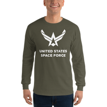 Military Green / S United States Space Force "Reverse" Long Sleeve T-Shirt by Design Express