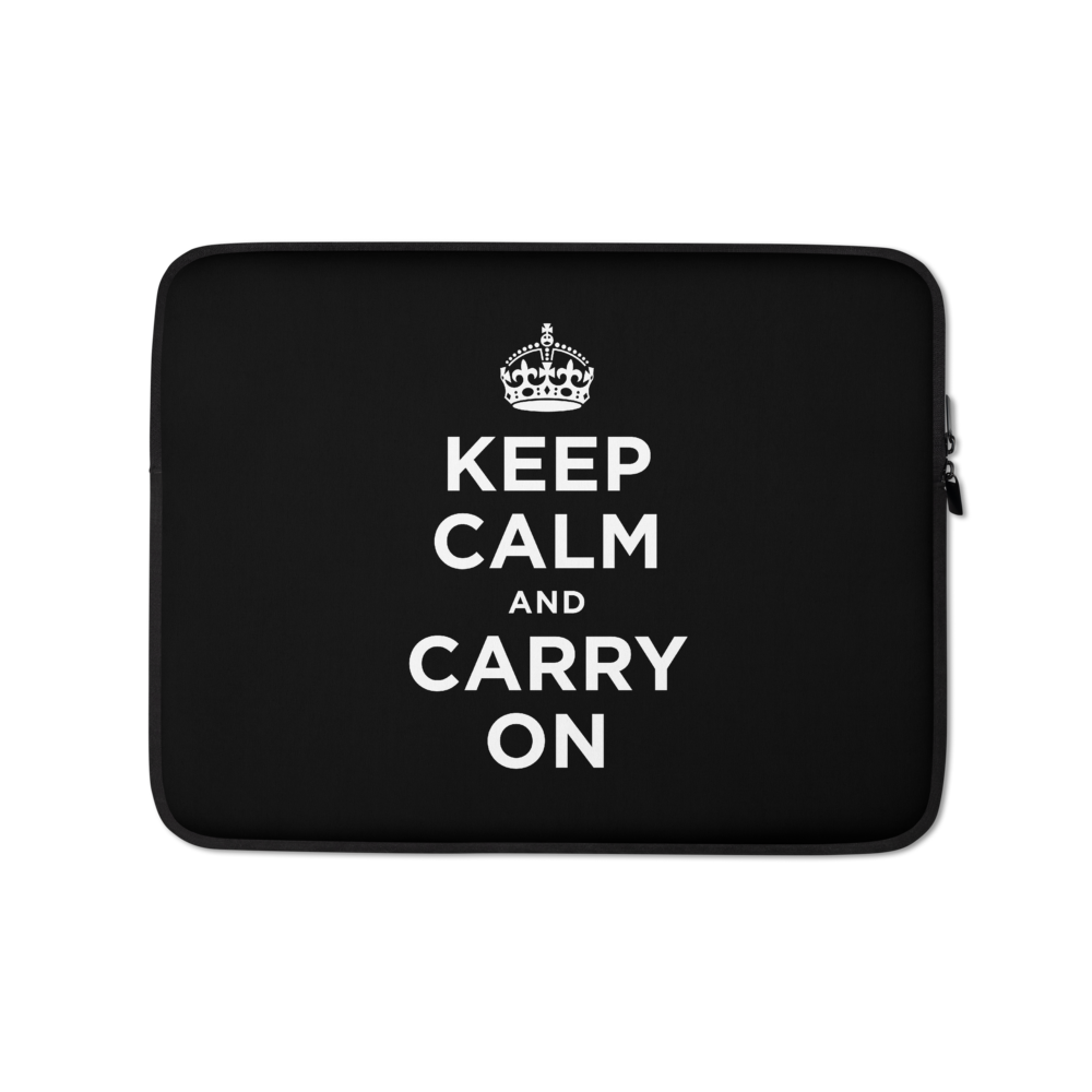 13 in Black Keep Calm and Carry On Laptop Sleeve by Design Express