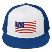 Royal/ White/ Royal United States Flag "Solo" Trucker Cap by Design Express