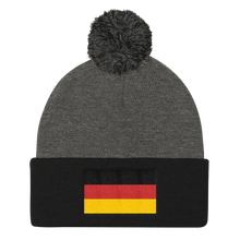 Dark Heather Grey/ Black Germany Flag Pom Pom Knit Cap by Design Express