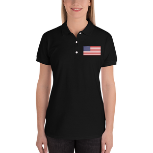 United States Flag "Solo" Embroidered Women's Polo Shirt by Design Express