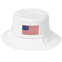 White United States Flag "Solo" Old School Bucket Hat by Design Express
