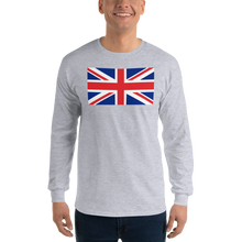 Sport Grey / S United Kingdom Flag "Solo" Long Sleeve T-Shirt by Design Express