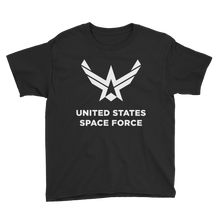 Black / XS United States Space Force "Reverse" Youth Short Sleeve T-Shirt by Design Express