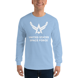 Light Blue / S United States Space Force "Reverse" Long Sleeve T-Shirt by Design Express
