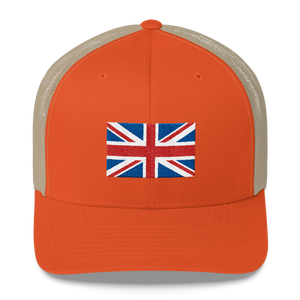 Rustic Orange/ Khaki United Kingdom Flag "Solo" Trucker Cap by Design Express