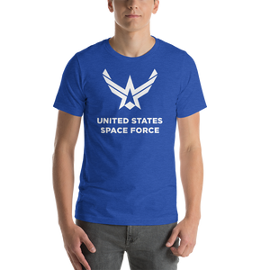 Heather True Royal / S United States Space Force "Reverse" Short-Sleeve Unisex T-Shirt by Design Express