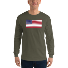 Military Green / S United States Flag "Solo" Long Sleeve T-Shirt by Design Express