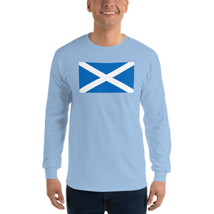 Light Blue / S Scotland Flag "Solo" Long Sleeve T-Shirt by Design Express