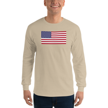 Sand / S United States Flag "Solo" Long Sleeve T-Shirt by Design Express