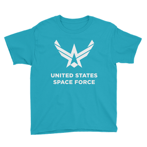 Caribbean Blue / XS United States Space Force "Reverse" Youth Short Sleeve T-Shirt by Design Express