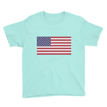 Teal Ice / S United States Flag "Solo" Youth Short Sleeve T-Shirt by Design Express