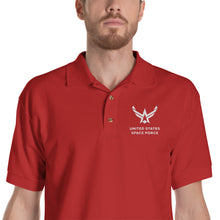 Red / S United States Space Force "Reverse" Embroidered Polo Shirt by Design Express