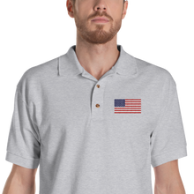 Sport Grey / S United States Flag "Solo" Embroidered Polo Shirt by Design Express