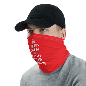 Red Keep Calm and Wash Your Hands Neck Gaiter Masks by Design Express