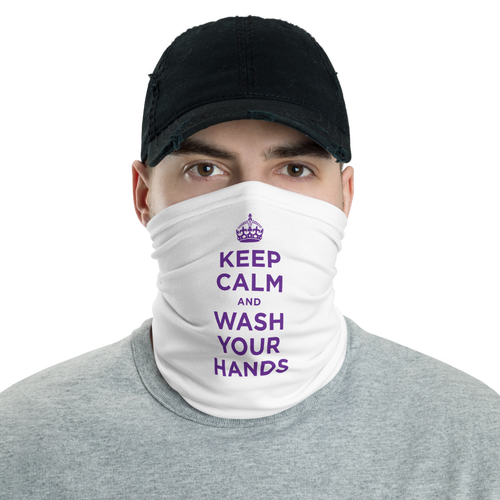Default Title Purple Keep Calm and Wash Your Hands Neck Gaiter Masks by Design Express