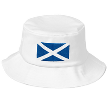 White Scotland Flag "Solo" Old School Bucket Hat by Design Express