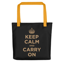 Yellow Keep Calm and Carry On (Black Gold) Tote bag Totes by Design Express
