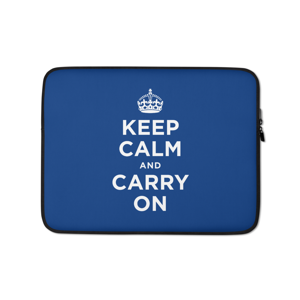 13 in Navy Keep Calm and Carry On Laptop Sleeve by Design Express