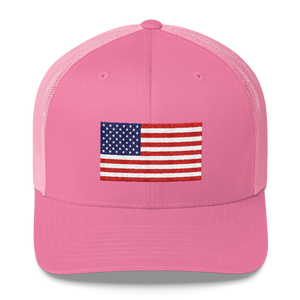 Pink United States Flag "Solo" Trucker Cap by Design Express