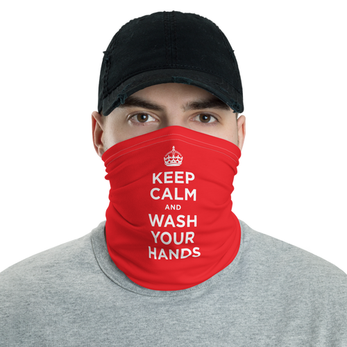 Default Title Red Keep Calm and Wash Your Hands Neck Gaiter Masks by Design Express