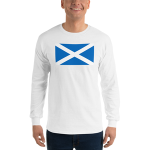 White / S Scotland Flag "Solo" Long Sleeve T-Shirt by Design Express