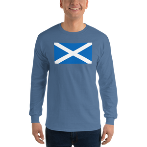 Indigo Blue / S Scotland Flag "Solo" Long Sleeve T-Shirt by Design Express