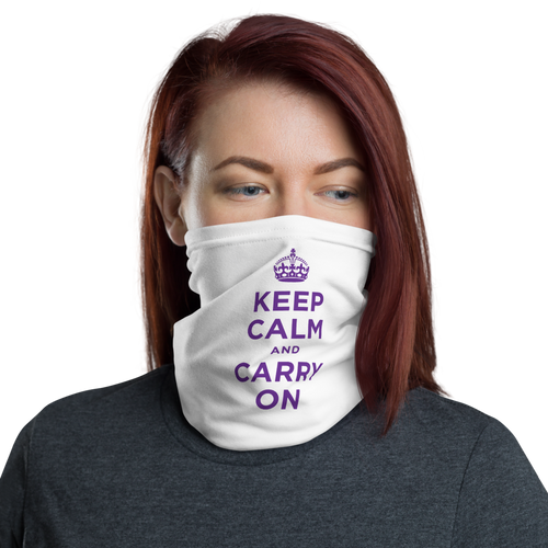 Default Title Purple Keep Calm & Carry On Neck Gaiter Masks by Design Express