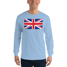 Light Blue / S United Kingdom Flag "Solo" Long Sleeve T-Shirt by Design Express