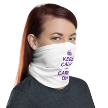 Purple Keep Calm & Carry On Neck Gaiter Masks by Design Express