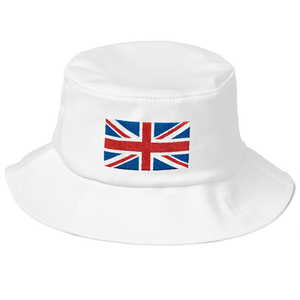 White United Kingdom Flag "Solo" Old School Bucket Hat by Design Express