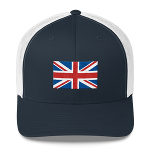 Navy/ White United Kingdom Flag "Solo" Trucker Cap by Design Express