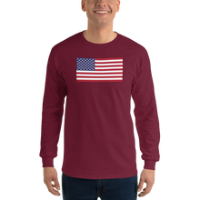 Maroon / S United States Flag "Solo" Long Sleeve T-Shirt by Design Express
