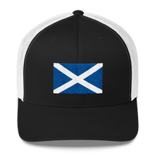Black/ White Scotland Flag "Solo" Trucker Cap by Design Express