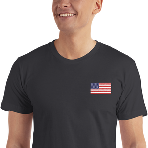 Black / S United States Flag "Solo" Embroidered T-Shirt by Design Express