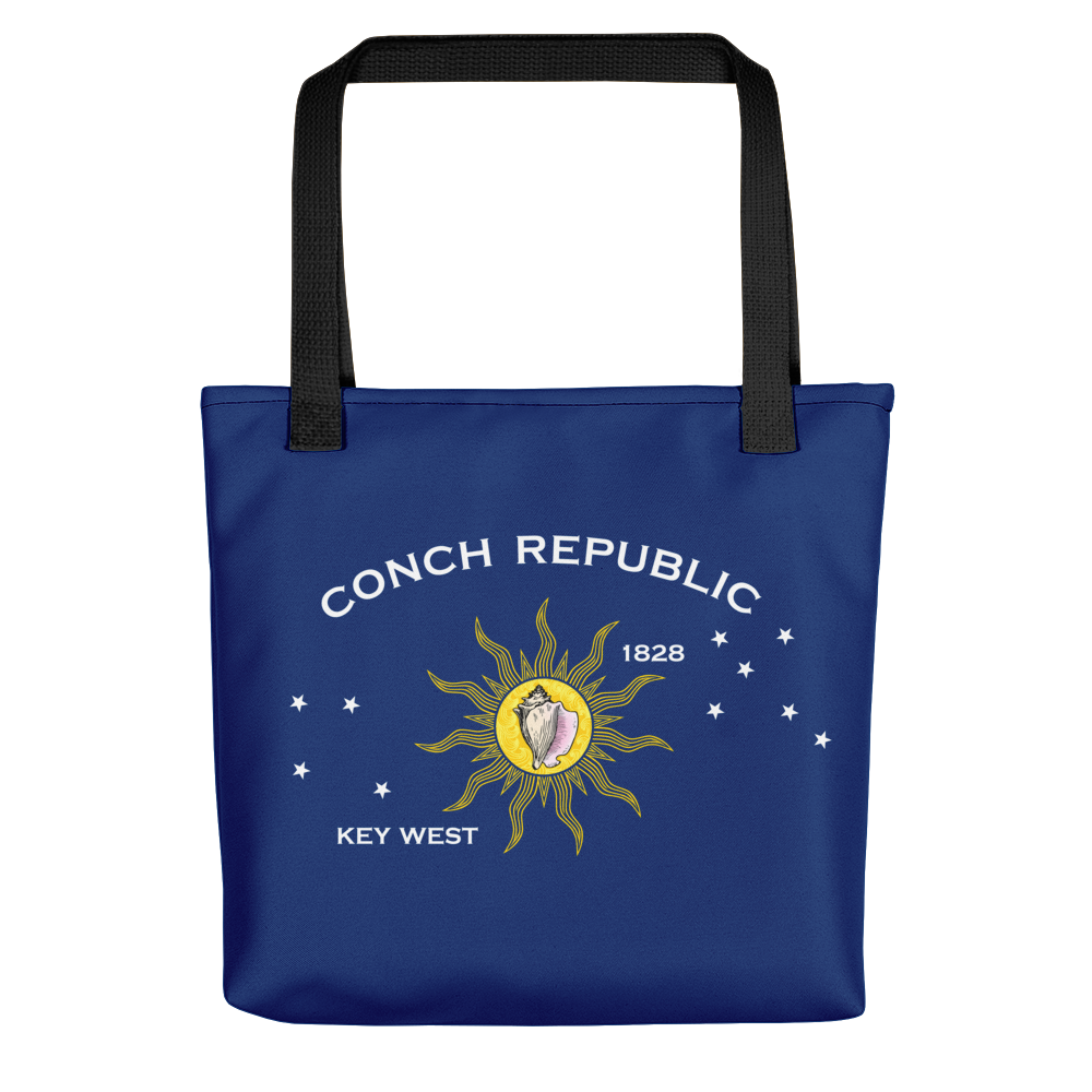 Black Key West Conch Republic Flag Allover Print Tote bag Totes by Design Express