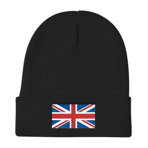 Black United Kingdom Flag "Solo" Knit Beanie by Design Express