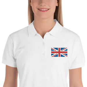 White / S United Kingdom Flag "Solo" Embroidered Women's Polo Shirt by Design Express