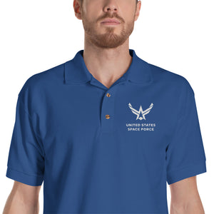Royal / S United States Space Force "Reverse" Embroidered Polo Shirt by Design Express