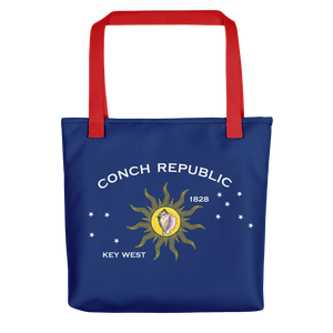 Red Key West Conch Republic Flag Allover Print Tote bag Totes by Design Express