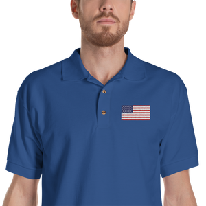 Royal / S United States Flag "Solo" Embroidered Polo Shirt by Design Express