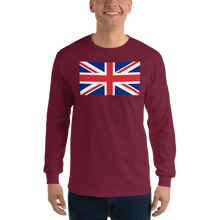 Maroon / S United Kingdom Flag "Solo" Long Sleeve T-Shirt by Design Express