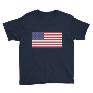 Navy / XS United States Flag "Solo" Youth Short Sleeve T-Shirt by Design Express